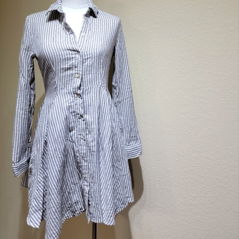Stripped, Button Down Dress, Small